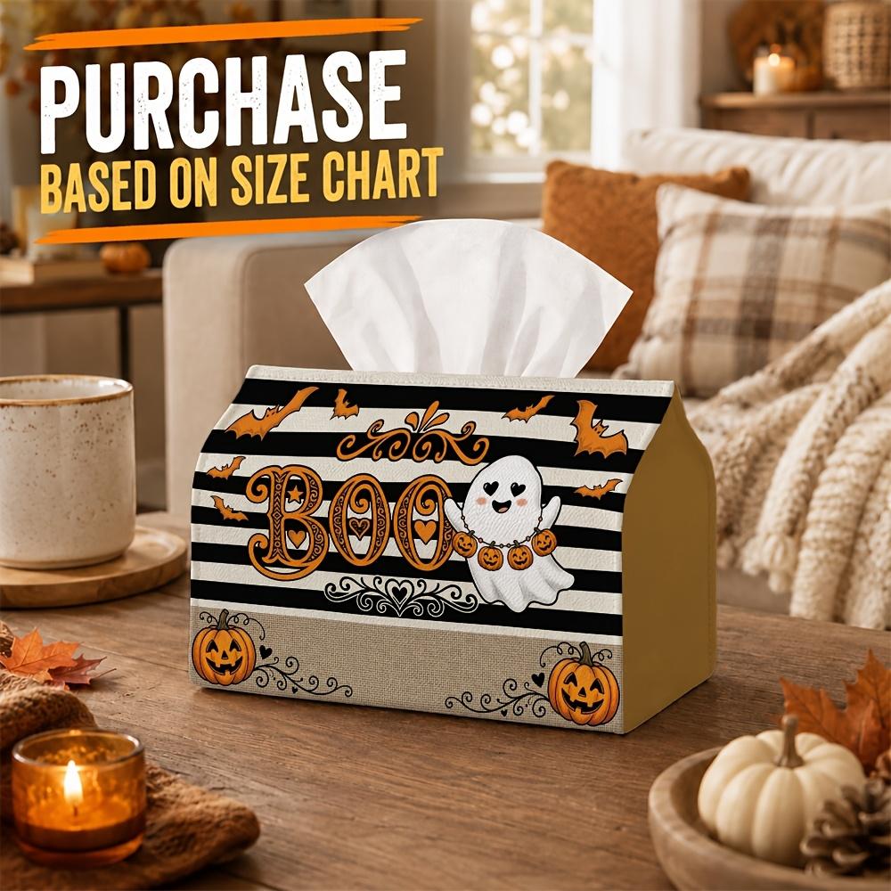 1pc Rustic Spooky Halloween Tissue Box, Ghost Pumpkin Spider Web High Quality, Waterproof, Durable, Lightweight, Foldable Storage, Ideal for Living Ro