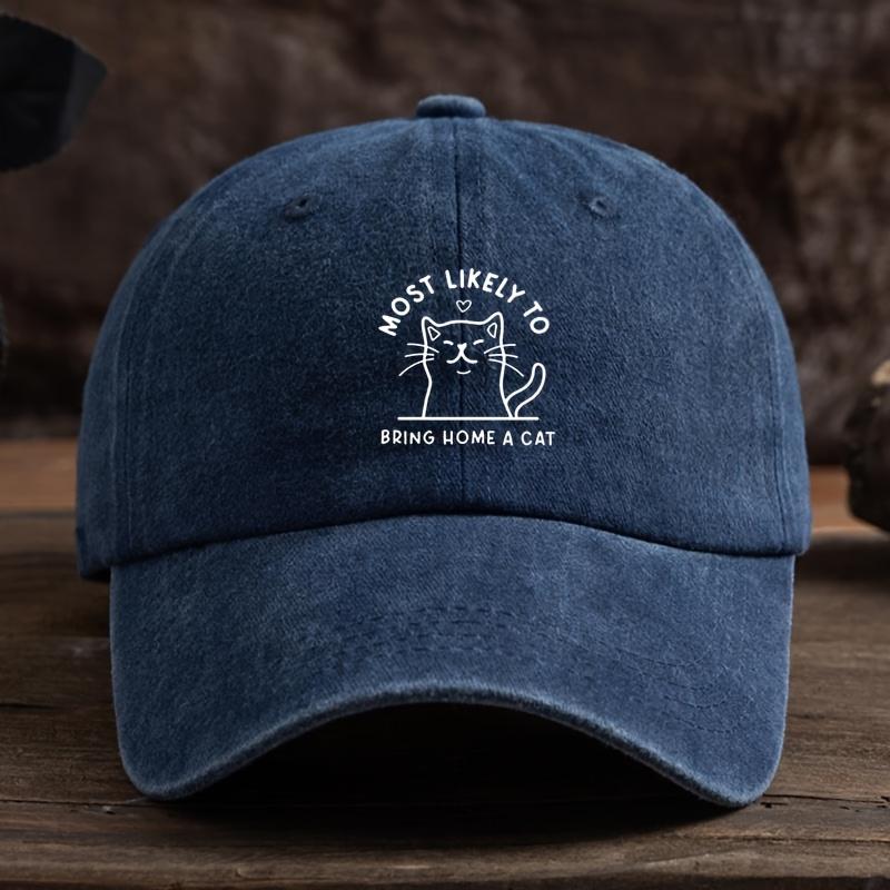 Lustige Buchstaben Katze Print Baseballkappe Unisex Outdoor Hut Mode Vielseitig Schirmmütze Trend