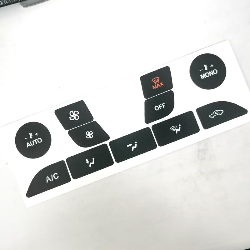 För Ford Focus 1999-2005 Luftkonditionering AC Klimatkontroll Slitna Flagnande Knapp Reparationsdekaler Klistermärken PVC Biltillbehör