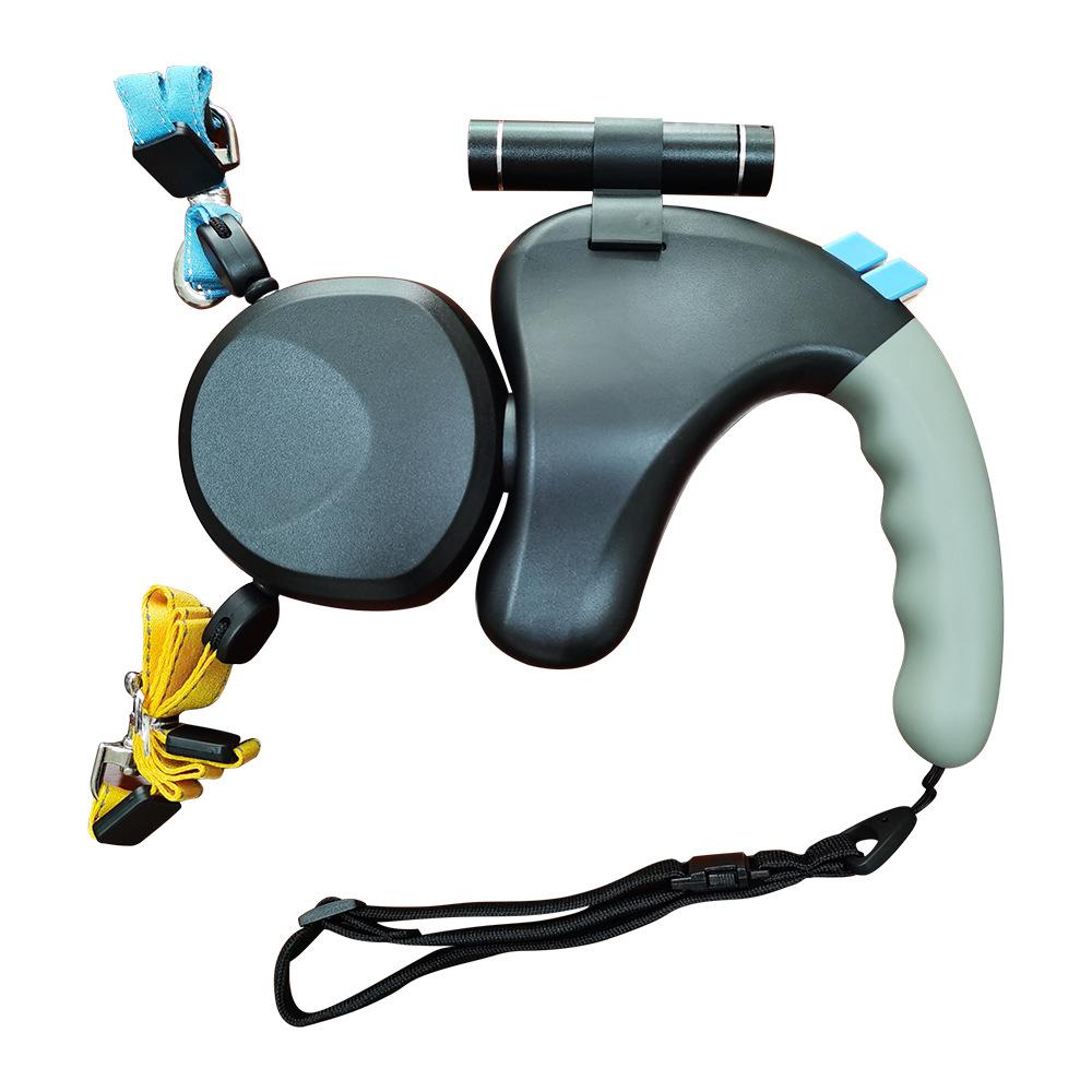 

Pet telescopic double-head retractor dog explosion-proof one-to-two light walking dog leash retractor чёрный