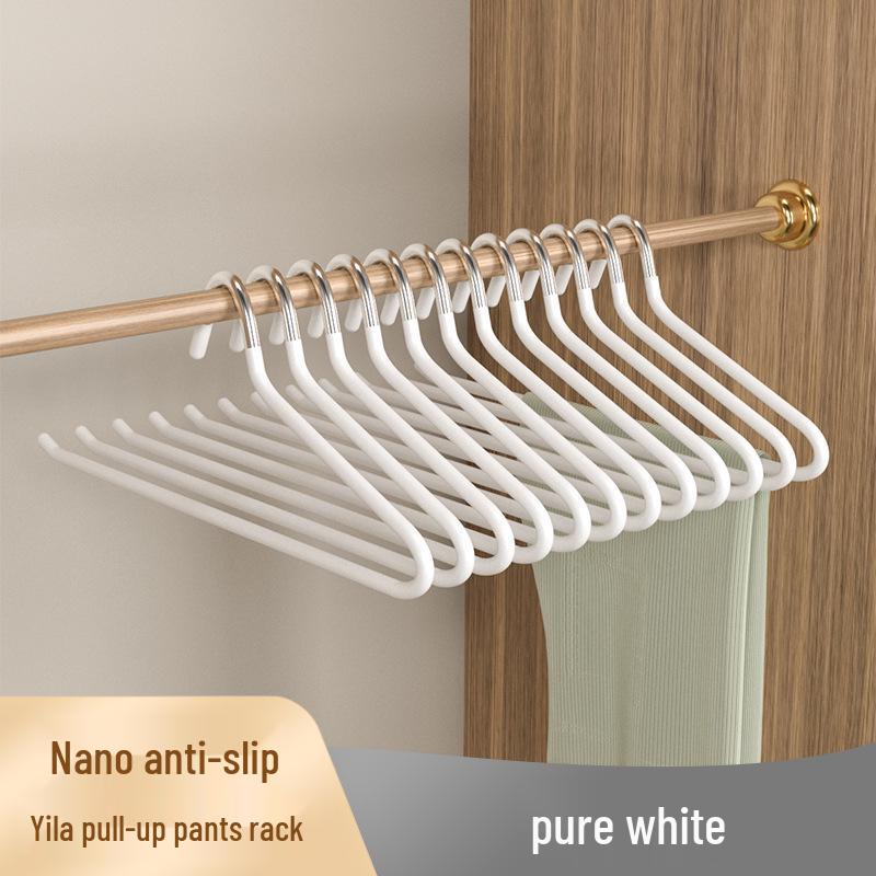 Goose-Shaped Non-Slip Trouser Rack: Traceless, Plastic-Coated Pant and Clothes Hanger with Clips for Organized Home Storage.