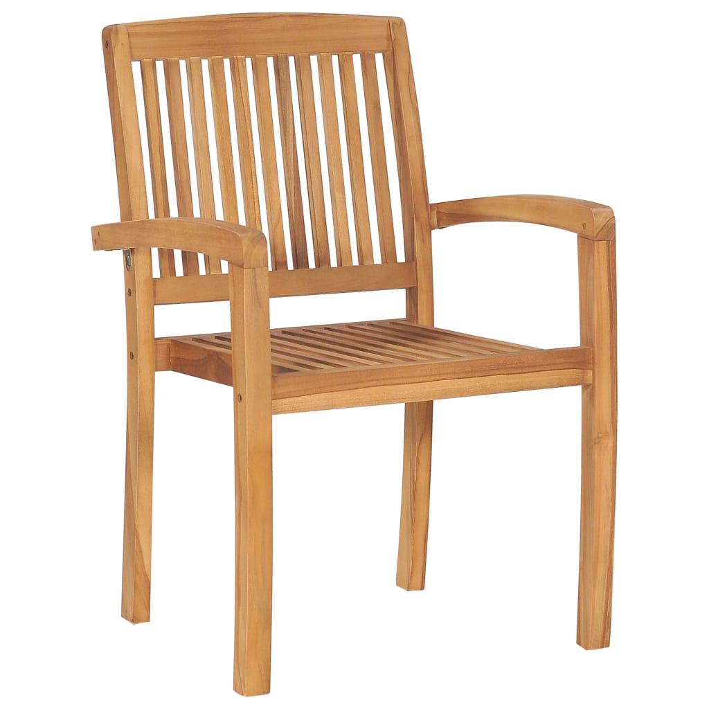 Stackable Garden Chairs with Cushions 8 pcs Solid Teak Wood