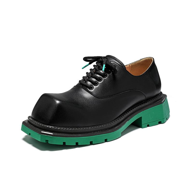 

Niche design trend summer men s shoes 2025 new casual dress business shoes black square head 4799-R 44 зелений