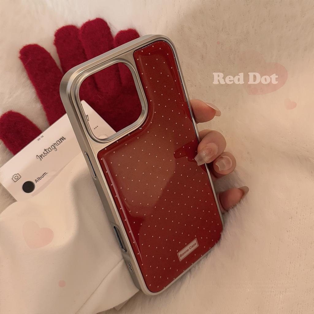 Retro Style Iphone16 Suitable for 15Promax Apple 16 Mobile Phone Case 13 Simple Polka Dot 14 Drop Glue Huawei