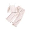 Girls' Off-Shoulder Set - Solid Color Top & Wide Leg Pants