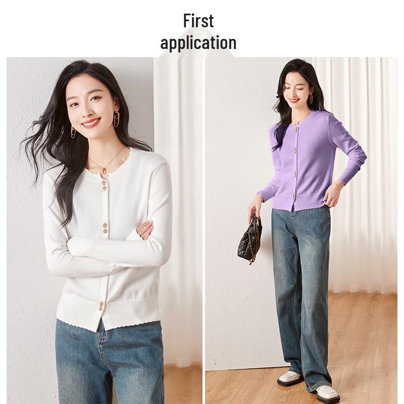 Women's Round Neck Knit Cardigan Sweater