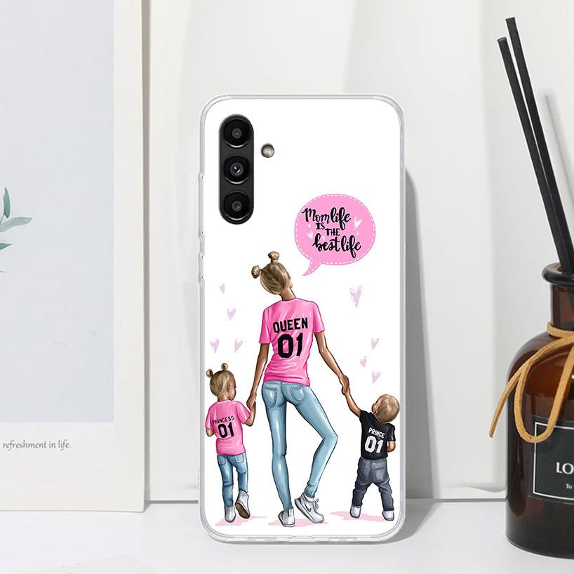 Mom Baby Girls Phone Case For Samsung Galaxy A17 A37 A57 A16 A26 A36 A56 A15 A25 A35 A55 A14 A24 A34 A54 A13 A23 A33 A53 A07 Gal