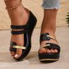 *able  Sexy Elegant Banquet Wedge Heel Slippers for Women Summer  Round Headed Comfortable Casual Slippers