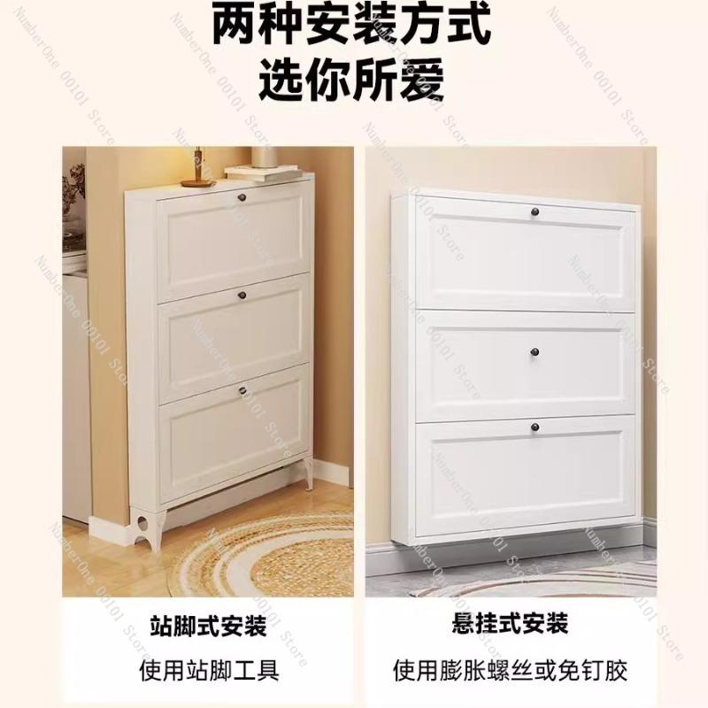 Household Shoe Cabinet, Steel Entrance, Large-capacity Flip-top Shoe Rack, Space-saving, Narrow Storage Organizer