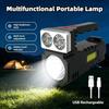 USB Rechargeable Handheld Searchlight, Ultra Bright LED Outdoor Flashlight with COB Side Light, Multi-Mode for Camping Hiking Emergency Use