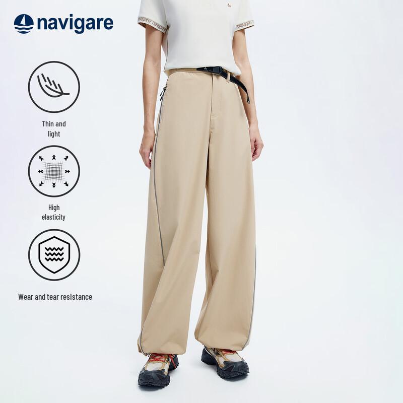 Navigare Women s Lightweight Wide-Leg Cuffed Casual Pants L