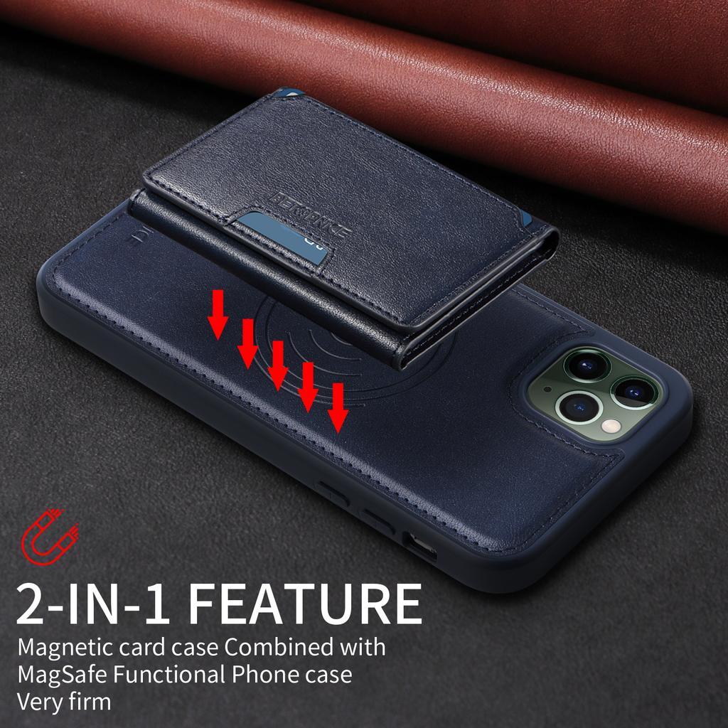 For iPhone 11 Pro Max Magnetic Case BETOPNICE Leather Phone Cover Kickstand with Detachable Card Bag