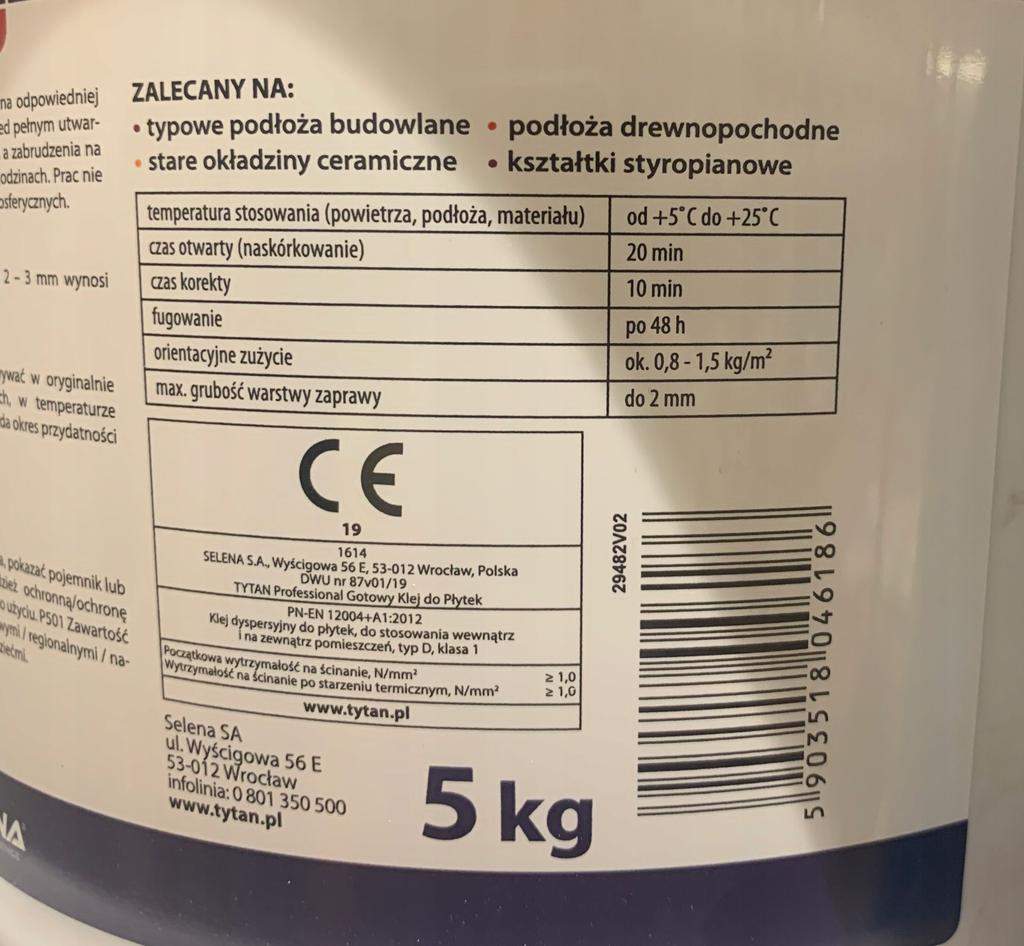 Ready-mixed ceramic tile adhesive 5 kg