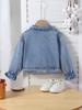 Girls' Casual, Simple, and Comfortable Denim Jacket with Lotus-Leaf Sleeves (Spring/Summer)