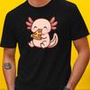 T-Shirt Men Axolotl Enjoys Pizza Motif Cotton Size S To 5XL