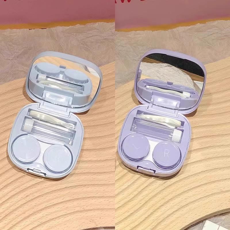 Invisible Contact Lens Case with Mirror: Small, Leak-Proof, Double-Compartment Storage