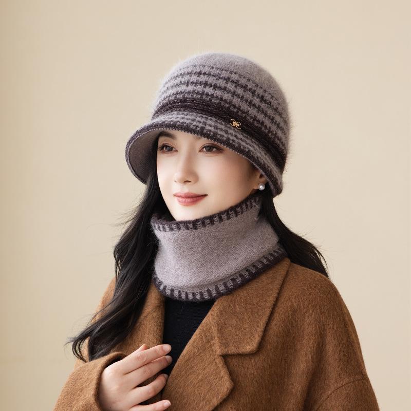 In The Elderly Mother Fisherman Hat Women'S Wool Hat Autumn And Winter Grandma Scarf Warm Knitted Basin Hat