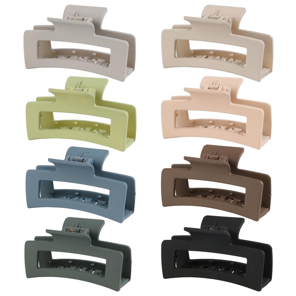 Matte Hair Clips for Women and Girls - Rectangle and Double Row Small Claw Clips for Thin/Medium Fine Hair - Nonslip Jaw Clips