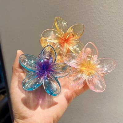 New Fashion Sparkling Eggflower Claw Clip for Women Transparent Sweet Ponytail Shark Clip Versatile Girl Hair Accessories