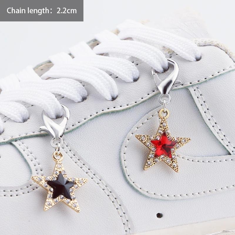 1PCS Luxurious Diamond DIY Heart Star Pearl Shoe Chain Punk Original Detachable Studded Pentagram Shoe Accessories Jewelry Penda
