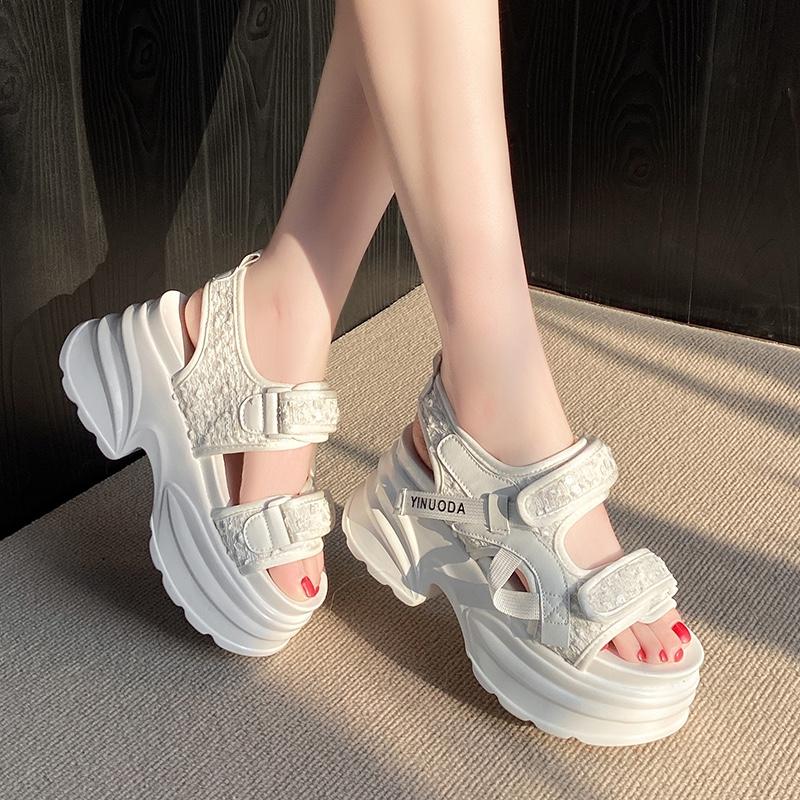 Fashion 8CM Chunky Platform Sandals Women 2025 New Summer Bling High Heels Sandals Woman Beach Casual Slides Thick Sole Walking Slippers