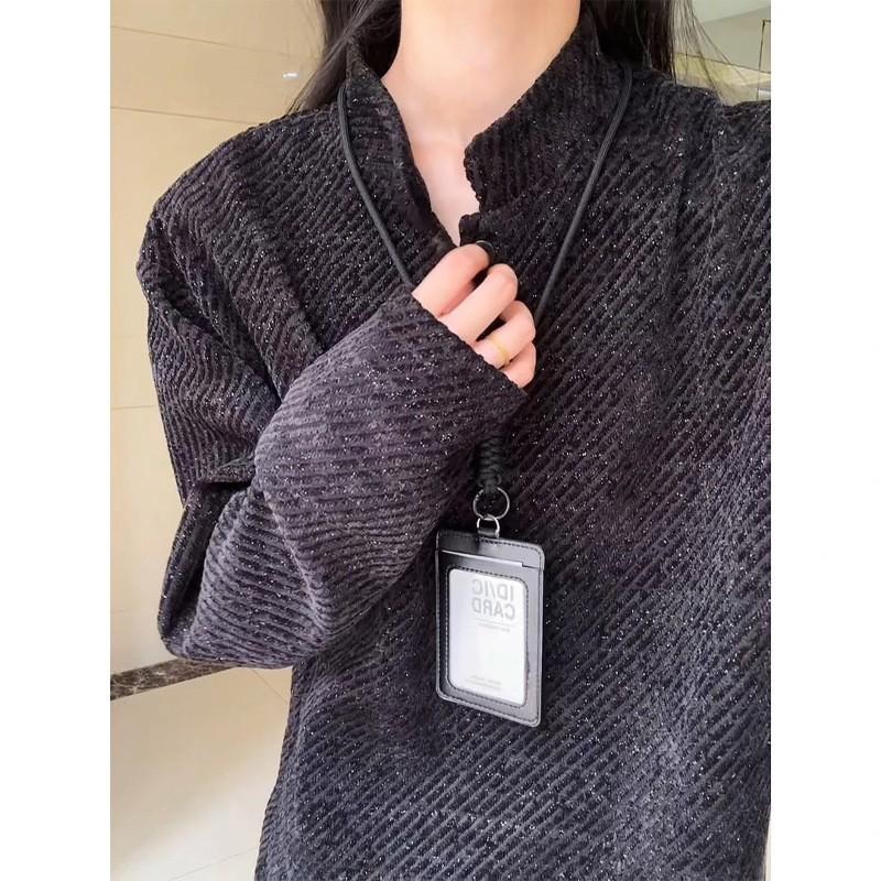 

Gray diagonal striped Henry neck sweater men s autumn heavy small fragrant polo shirt T-shirt American inner bottoming shirt 3XL чорний