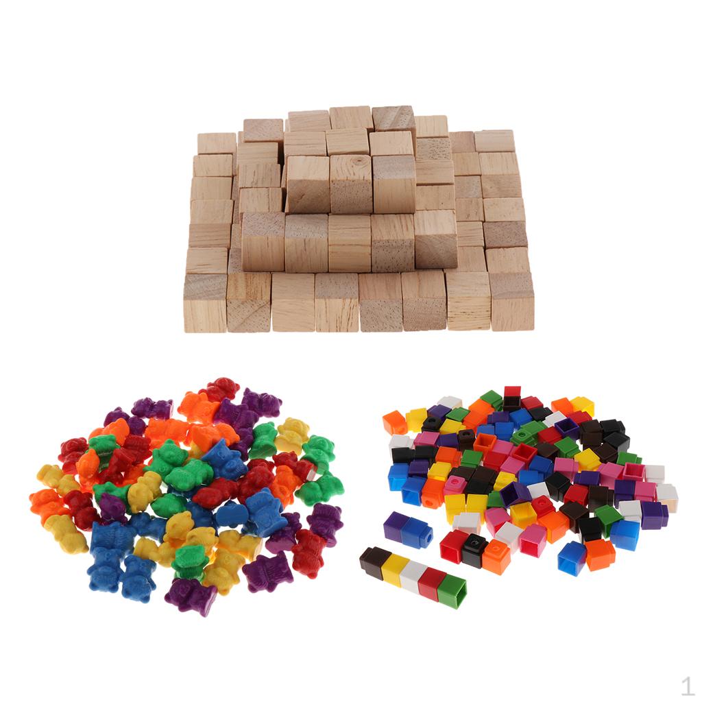 260pcs Square Cubes Bricks+ Bear Counters +