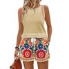 Spot hot sale new sleeveless two-piece set women's European and American thin printed casual suit