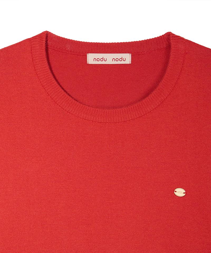 Nodeuyuumeon Basic Crew Neck Round Knit [Red]