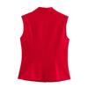 2025 Spring Women's European & American Style Red Suit Vest and Long Pants Set
