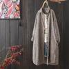 Women's Blouse Loose Cotton-Linen Shirt Women's Long Coat Shirt