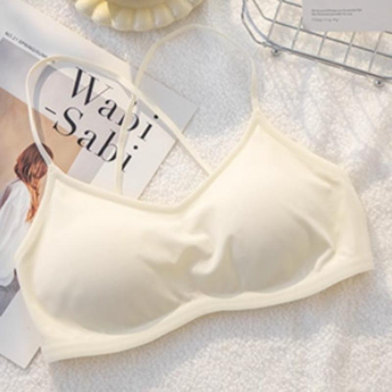 Wireless Seamless Thin Strap Back Beauty Gathering Push Up Bra For Women
