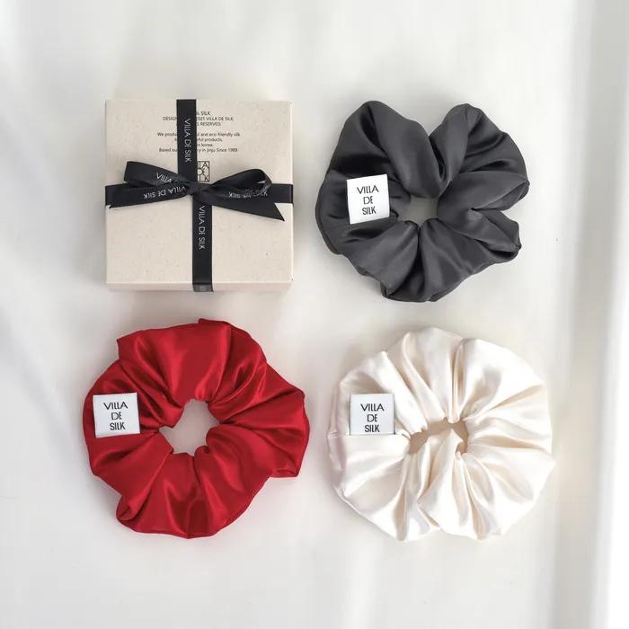 High density 100% silk scrunchie (3 colors)