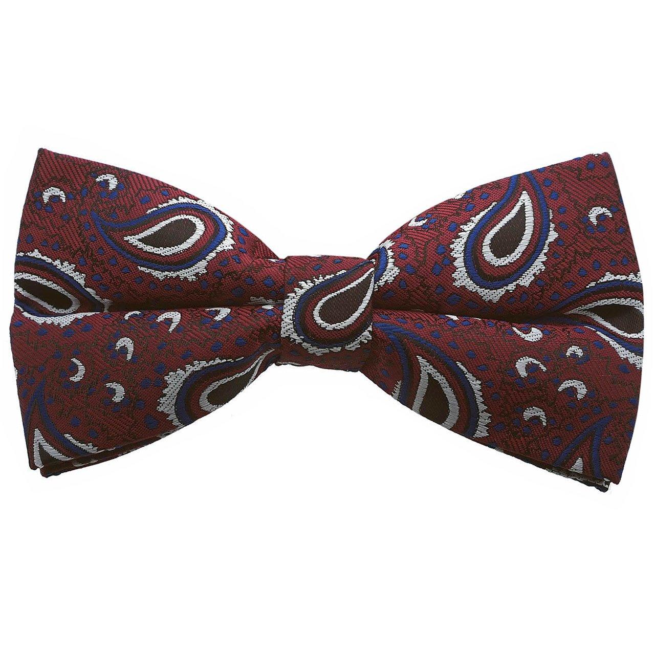 

[Bowties.jp] Burgundy Paisley Pre-Tied Bow Tie, Adjustable Hook-Fastening Easy-Wear Bowtie, Elegant Traditional Formal Necktie for Men