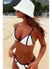 2025 European & American Stylish Backless Color Block Beach Bikini for Women