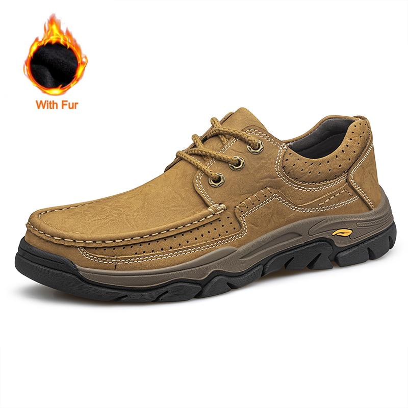 Fashion 2025 Genuine Leather Men's Casual Shoes Handmade Soft Cow Leather Thick Bottom Non-Slip Leisure Men Loafers Plus Size 37-49