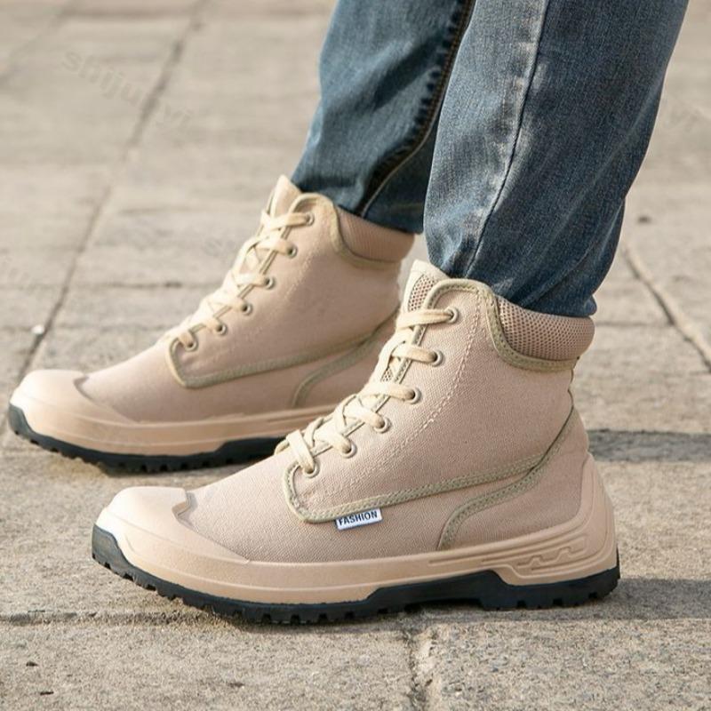 Fashion 2025 Spring Fashion Lace Up Casual Canvas Thick Soled Shoes for Men High Top Comfortable Wear-resistant Non Slip Chunky sneakers