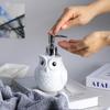 Bicuzat Ceramic White Owl Shaped Soap Dispenser with Plastic Pump, Body Lotion Soap Bottle, Hand Soap Dispenser for Bathroom Kitchen Countertop