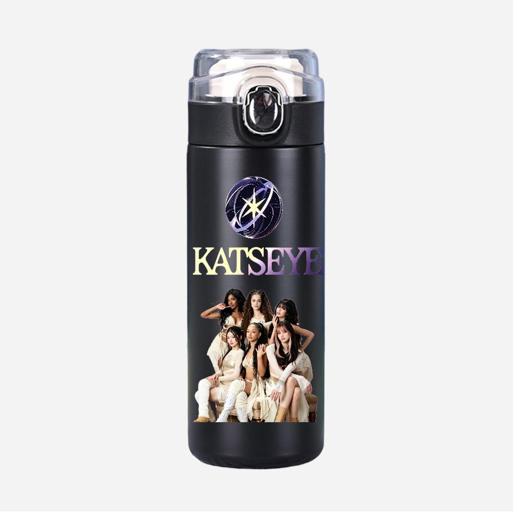 400Ml Water Bottle Anime Cartoon KATSEYE Printed Thermos Cup Portable Stainless Steel Outdoor Sports Water Cup Children Kid Gift