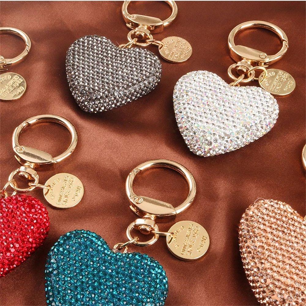 Pendant Interior Accessories Metal Love Heart Keychain Crystal Keyring Key Ring Keys Holder