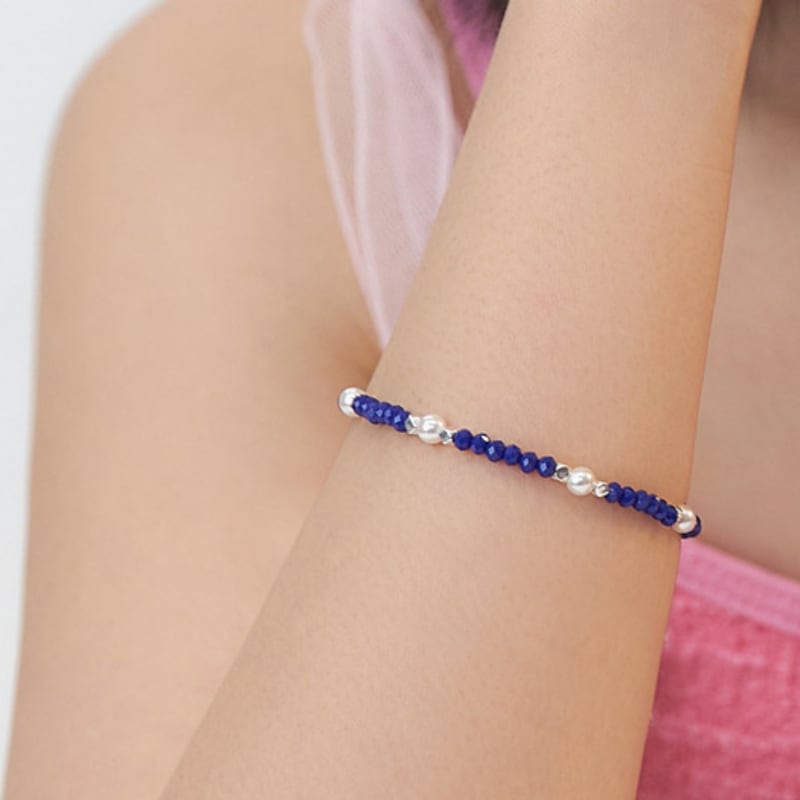 

dmoment (925 silver) Ocean Dots pearl silver bracelet Blue