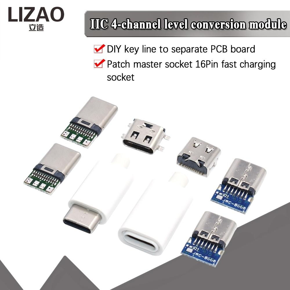5PCS Type-C USB 3.1 16Pin Connector, Male/Female Socket with 56K Resistor for Soldering Wires & PCB Projects