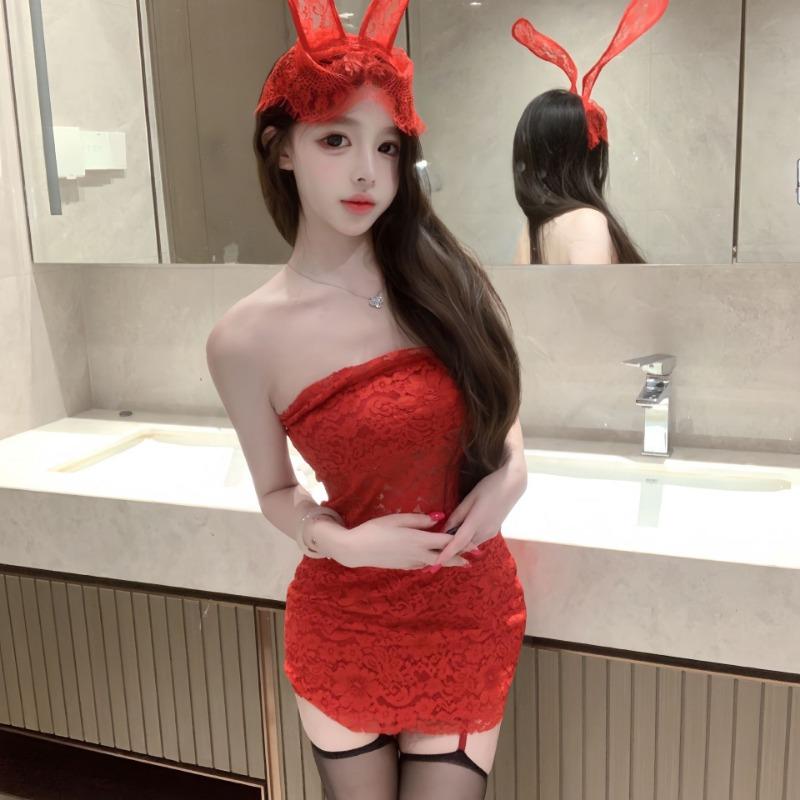 Sexy Lingerie Babes Sexy Bunny Hip Skirt Sex Fun Red Tube Top Pure Desire Dress Pajamas