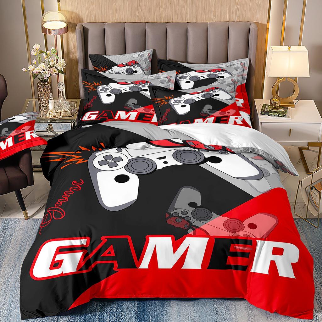 Videospiele Bettwäscheset Herren ,Gamecontroller Bettdeckenbezug mit Kissenbezügen für Jungen,Druck Spielen Duvet Cover Set Jugendliche