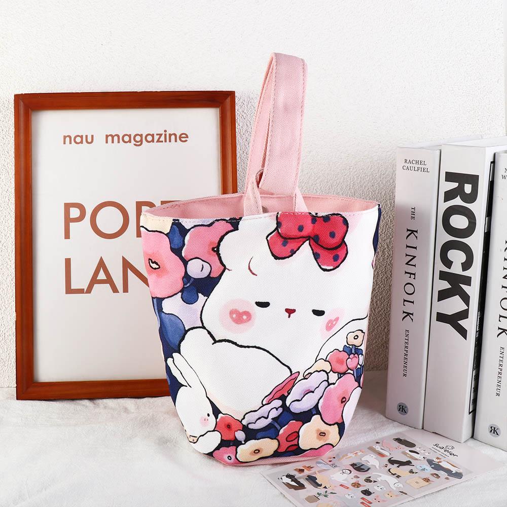Cat Rabbit Handbag Dog Dog Lunch Bag Reusable Cartoon Canvas Bucket Bag Female/Girls