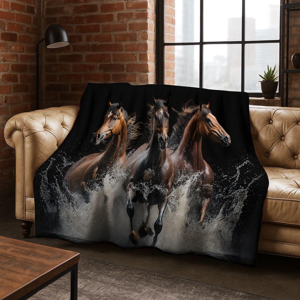 Dream Gallop Steed Kůň Mustang Kreslené Umění Flanelová Přikrývka, Útulná Měkká Dekorační Přikrývka pro Domácí Ložnici Postel Pohovku Kryt Dárek Děti