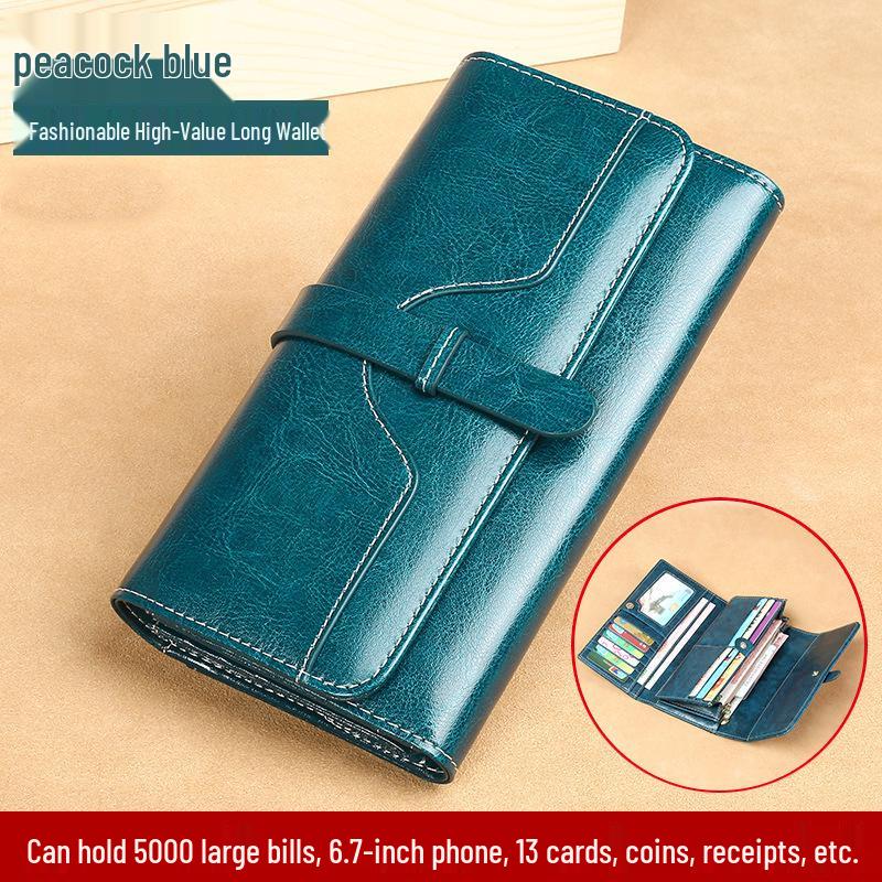 

Элегантный женский клатч на молнии: Модный кошелек большой вместимости - Новый японский и корейский стиль павлин голубой