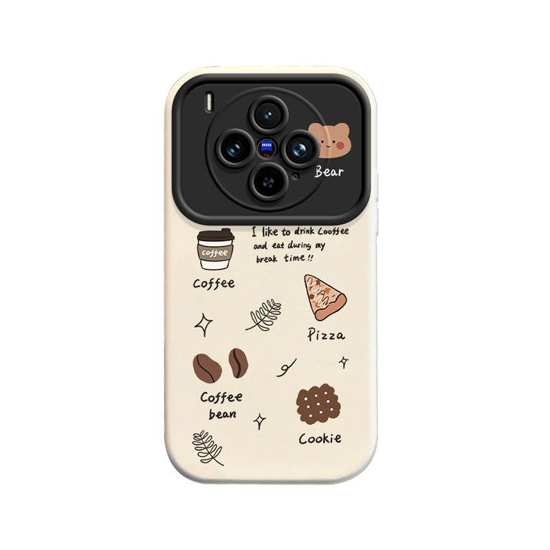 Applicable to vivox300s mobile phone case, advanced sense ins, Korean simple x300 with lanyard, anti-drop coffee cookie bear