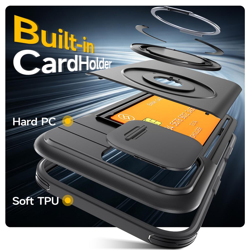 Custodia con Portacarte e Protezione Obiettivo per iPhone 17 Pro Max 16 Plus 17pro Iphone16 Iphone17 Armatura a Doppio Strato Accessori