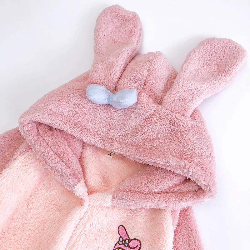 Dulce pijamale prințesă cu glugă, femei, iarnă, coral, catifea, groasă, drăguț, halat de baie, cămașă de noapte roz, kawaii, cu desene animate, îmbrăcăminte pentru acasă